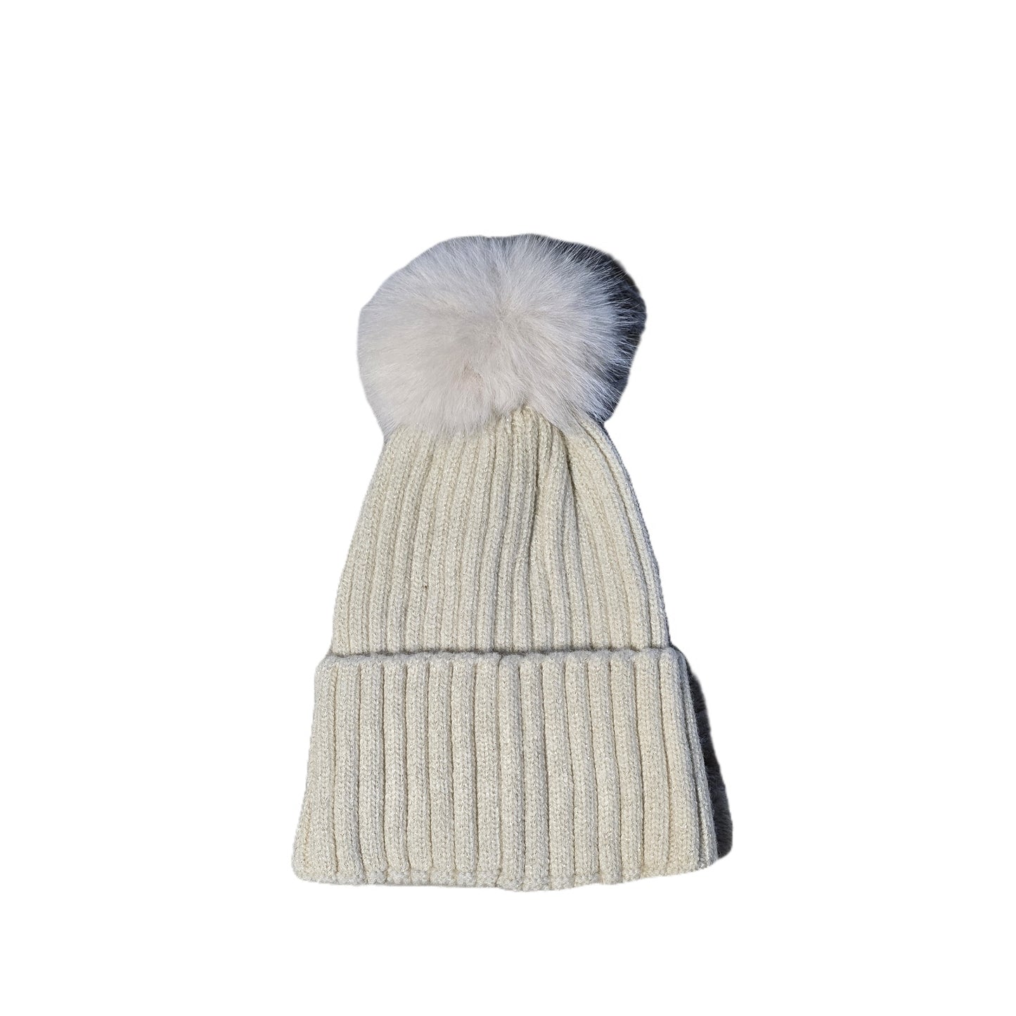 Cappello a costina con pon pon e lurex