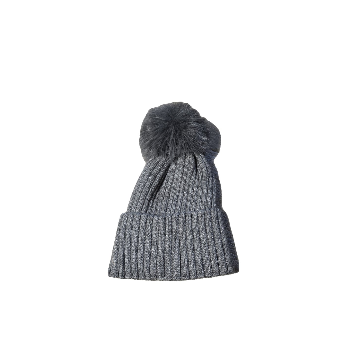 Cappello a costina con pon pon e lurex