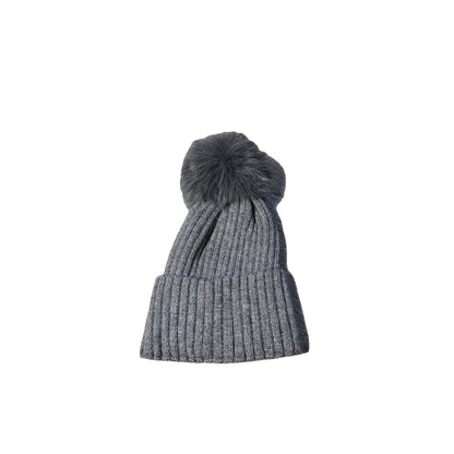 Cappello a costina con pon pon e lurex