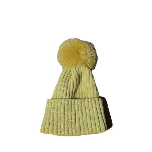Cappello a costina con pon pon e lurex