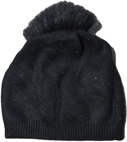 Cappellon con brillantini applicati e pon pon