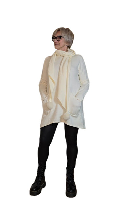 Maxi maglia in viscosa con sciarpa abbinata