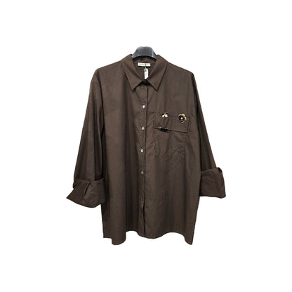 Camicia marrone Oversize con spille