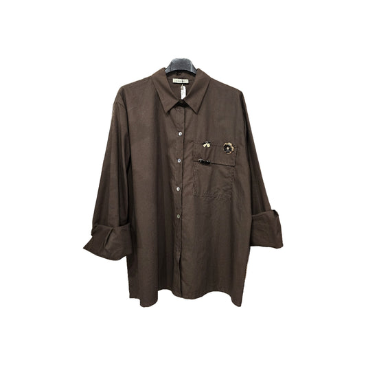 Camicia marrone Oversize con spille