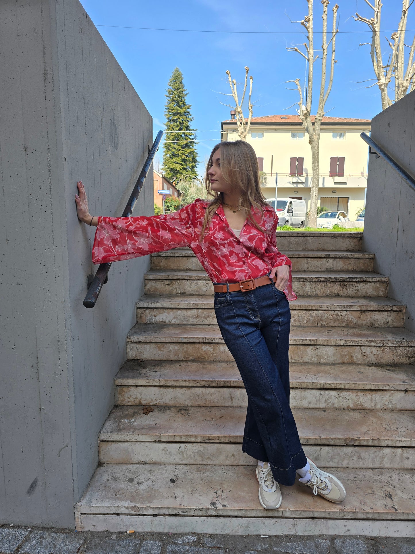 Camicia estiva a fantasia corallo