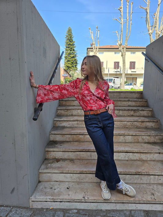 Camicia estiva a fantasia corallo