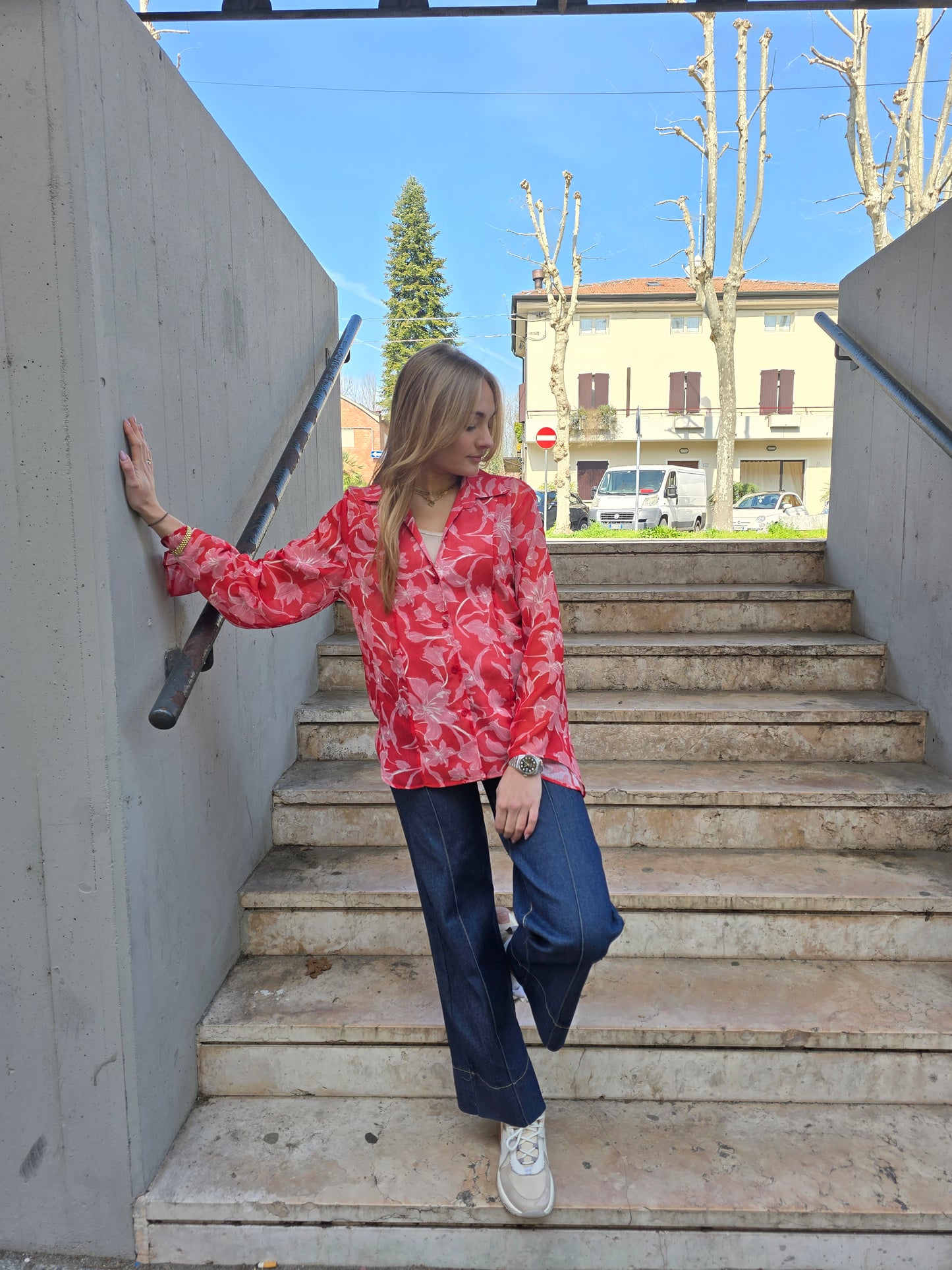 Camicia estiva a fantasia corallo