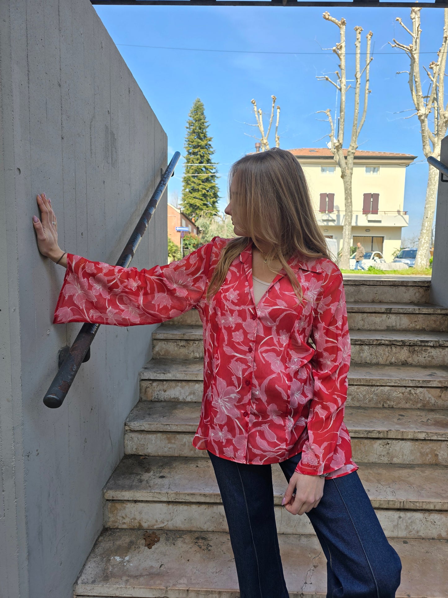 Camicia estiva a fantasia corallo