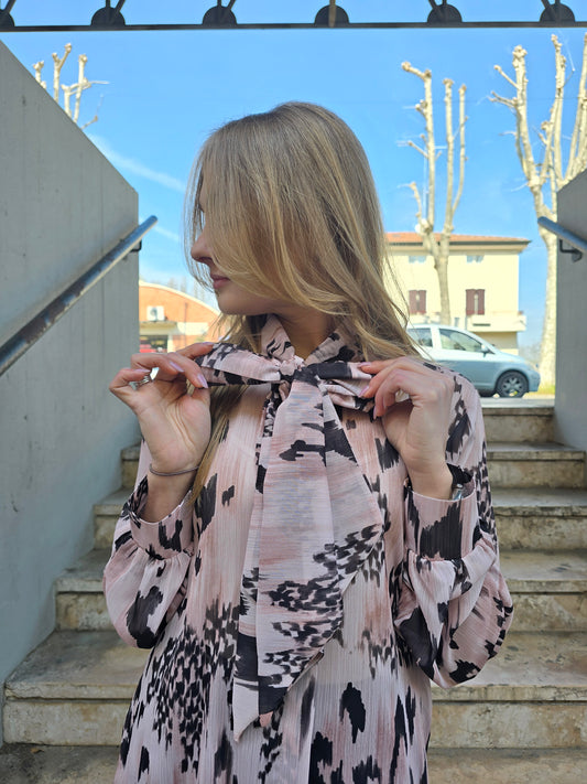 Camicia con fiocco animalier
