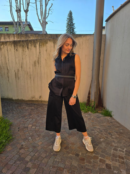 Pantalone con elastico in vita in jersey di viscosa