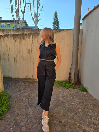 Pantalone con elastico in vita in jersey di viscosa