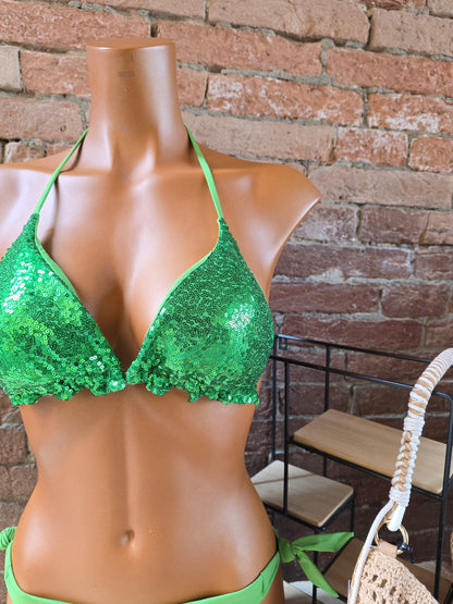 Bikini Triangolo con paillettes Made in Italy oro e nero aquaclub
