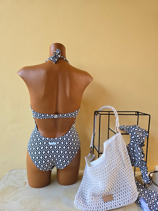 Costume intero Accadueo nero e bianco