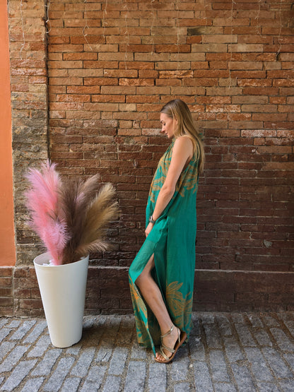 Pantalone lungo in cotone con spacchi