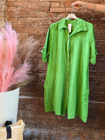 SCONTO 30% NEL CARRELLO Camicia / Abito in 100% lino midi