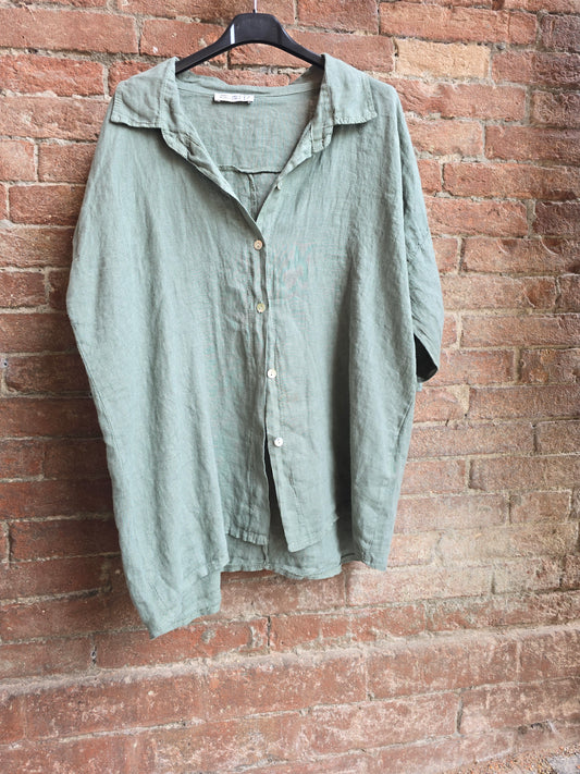 Maxi Camicia in 100% lino midi