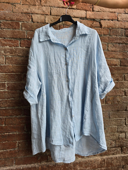 Maxi Camicia in 100% lino midi