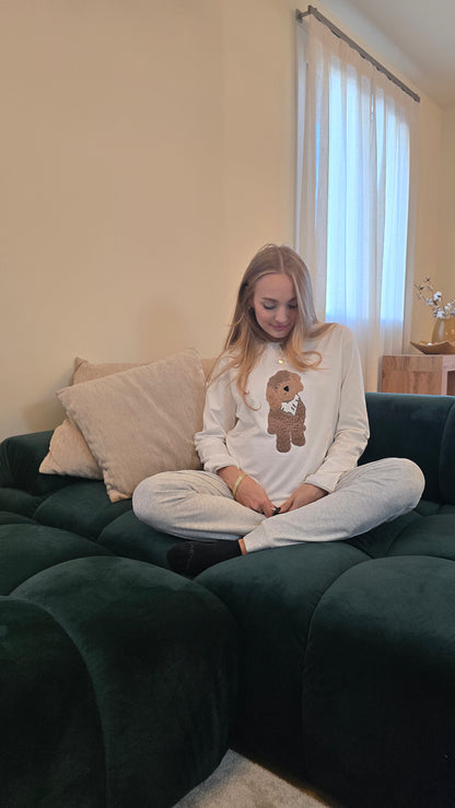 Pigiama Mary Plaid con barboncino caldo cotone