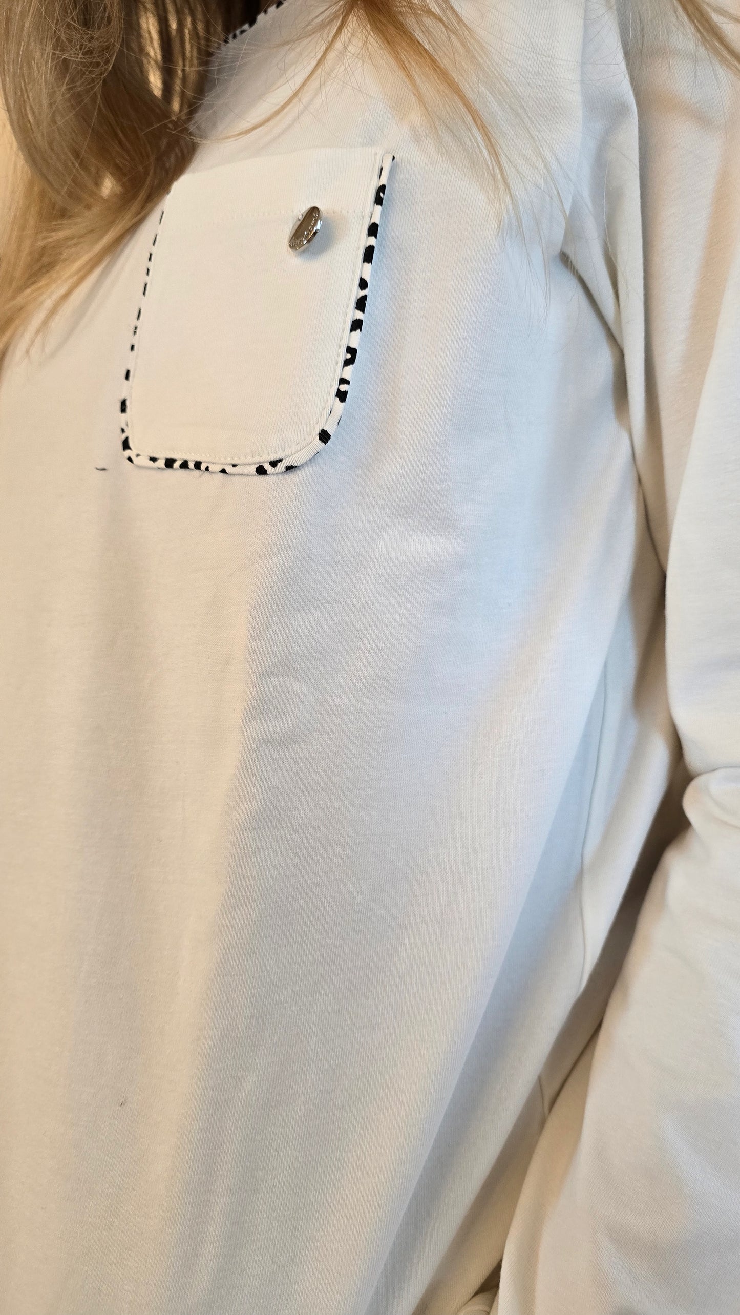 Pigiama Mary Plaid elegante biancon con bordatura bianche/nere