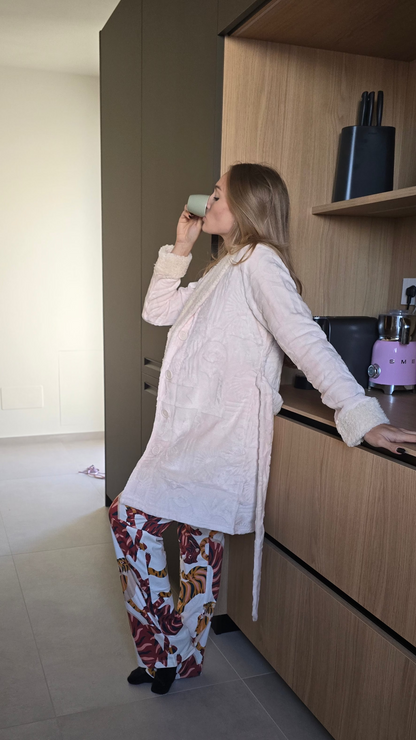 Vestaglia Panna Gisela con bottoni e cintura