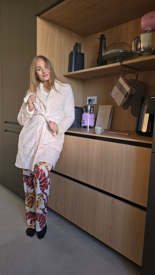 Vestaglia Panna Gisela con bottoni e cintura