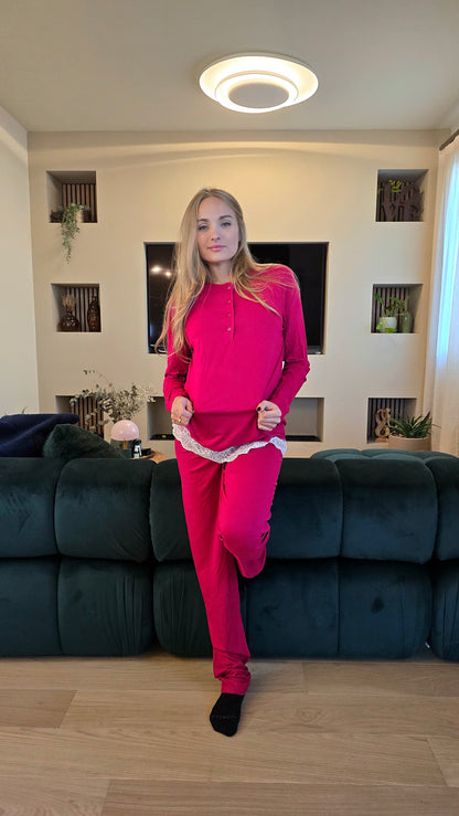 Pigiama in viscosa invernale con pizzo Brilliamo