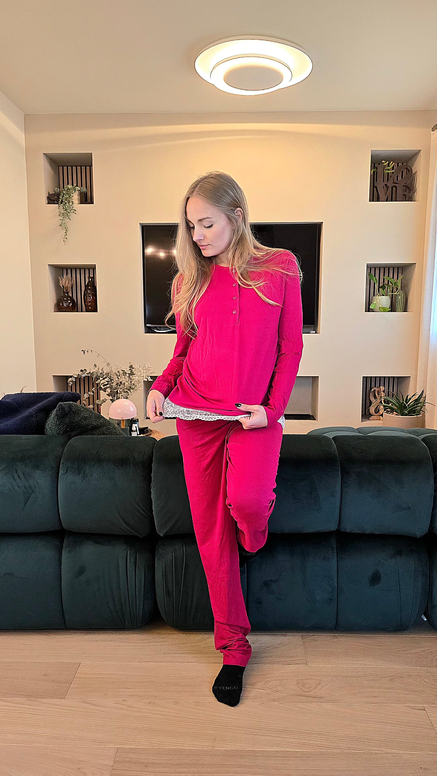 Pigiama in viscosa invernale con pizzo Brilliamo