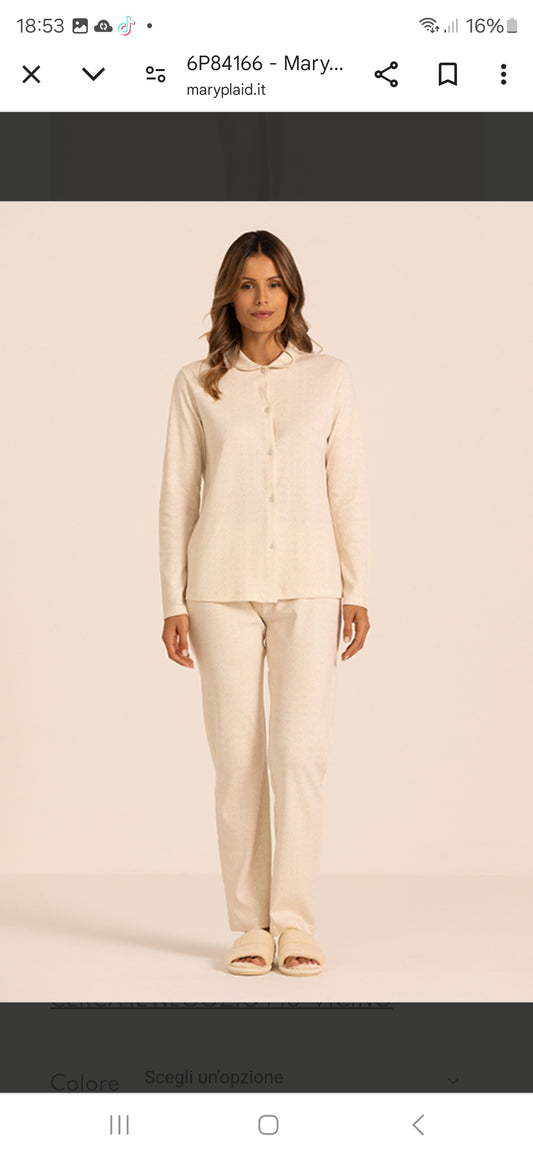 Pigiama in caldo cotone aperto con collo MaryPlaid
