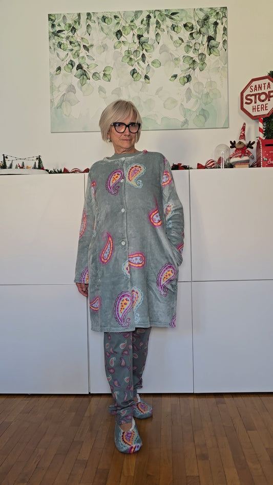 Vestaglia in pile con bottoni Brilliamo