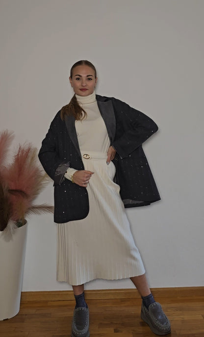 Blazer Oversize grigio con paillettes