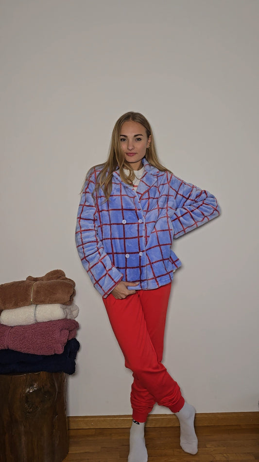 Giacca pile da casa con bottoni Brilliamo