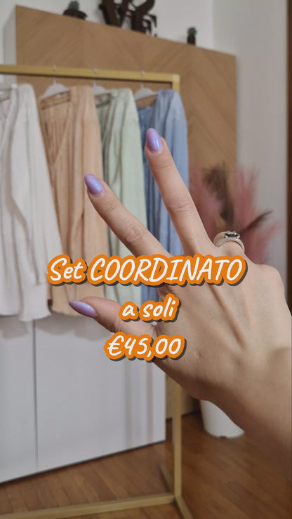 Set coordinato in viscosa, pantaloncino più blusa a maniche 3/4