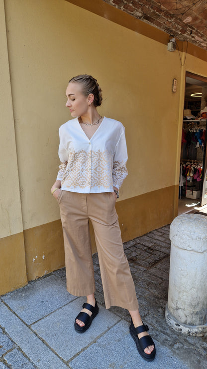 Camicia 100% cotone con dettagli oro