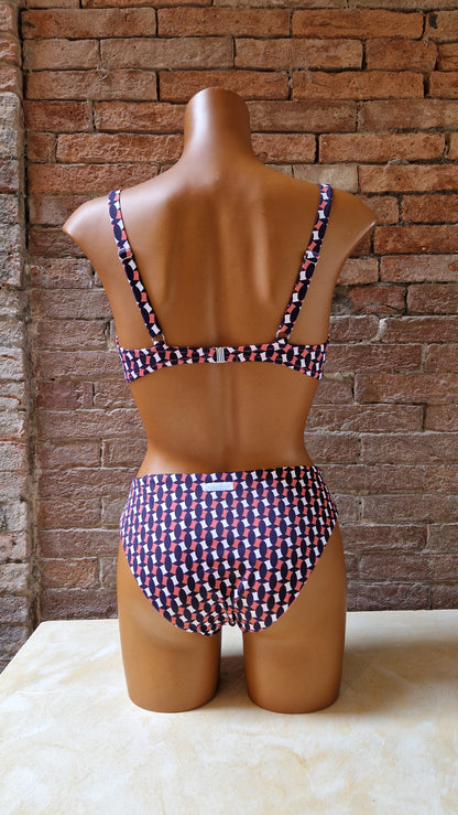 Bikini con ferretto senza imbottitura Made in Italy fantasia anni 70