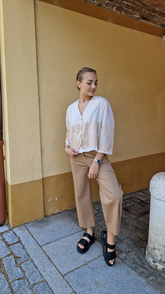 Camicia 100% cotone con dettagli oro