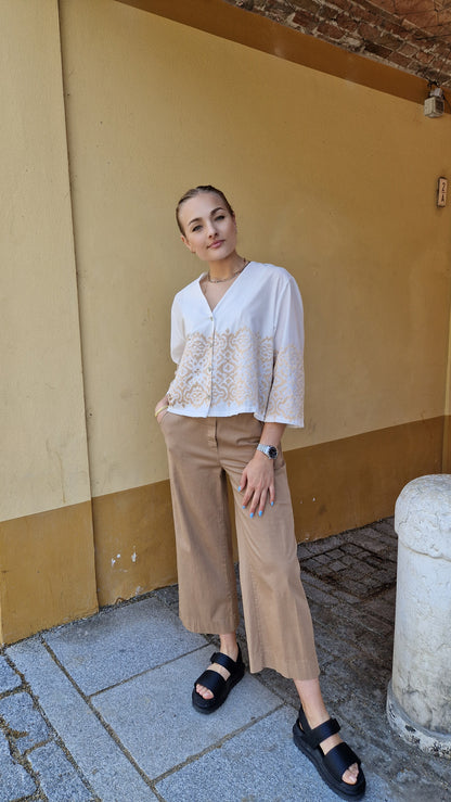 Camicia 100% cotone con dettagli oro