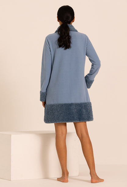 Vestaglia in pile con bottoni e dettagli in ecopellicia MaryPlaid