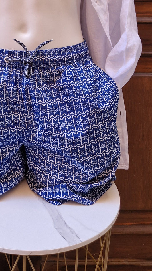 Boxer Mare Uomo N&S base bluette con ancore bianche