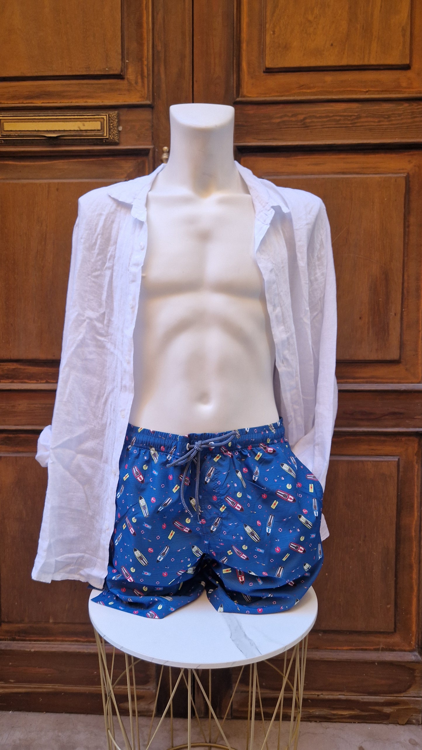 Boxer Mare Uomo N&S base bluette con motoscafi colorati
