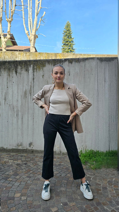 Pantalone con elastico in vita in jersey di viscosa