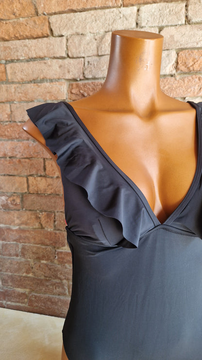 Costume intero nero con frappe Admas