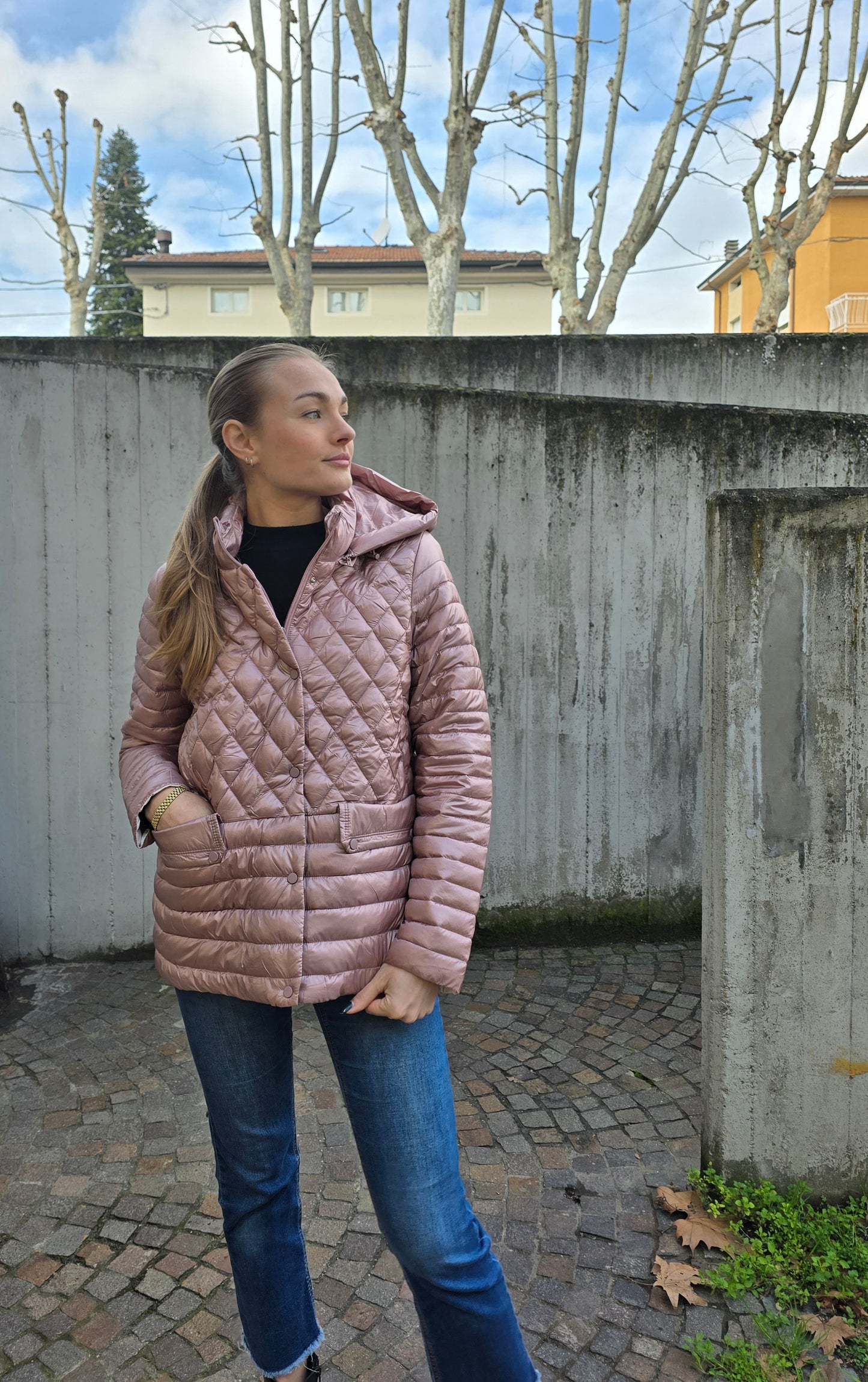 Micro piumino rosa antico