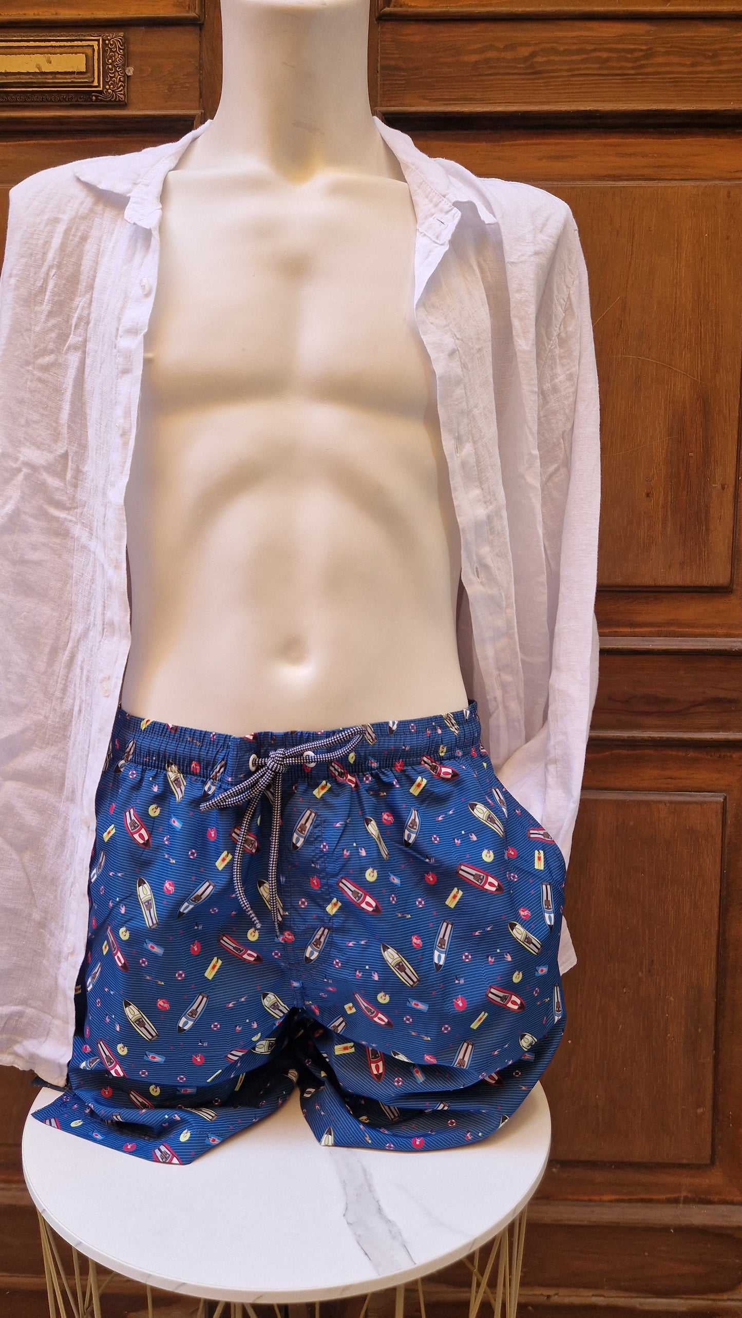 Boxer Mare Uomo N&S base bluette con motoscafi colorati