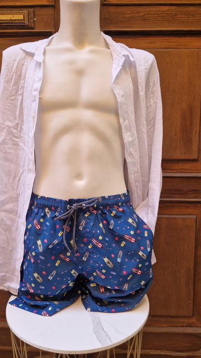 Boxer Mare Uomo N&S base bluette con motoscafi colorati