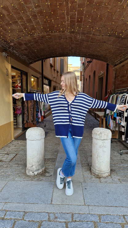 Cardigan estivo in viscosa a righe