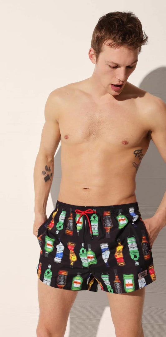 BOXER MARE BOTTIGLIE DI GIN gamba corta