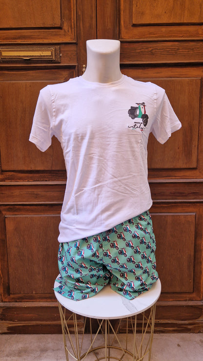 T-shirt Uomo bianca con stampa Vespa e ricamo made in Italy