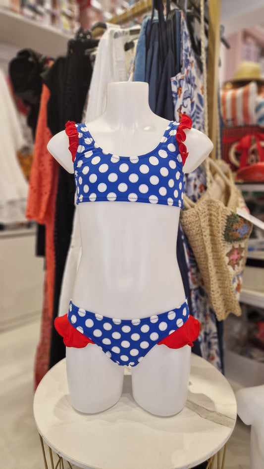 Bikini bimba blu a pois Made in Italy Piccole Monelle