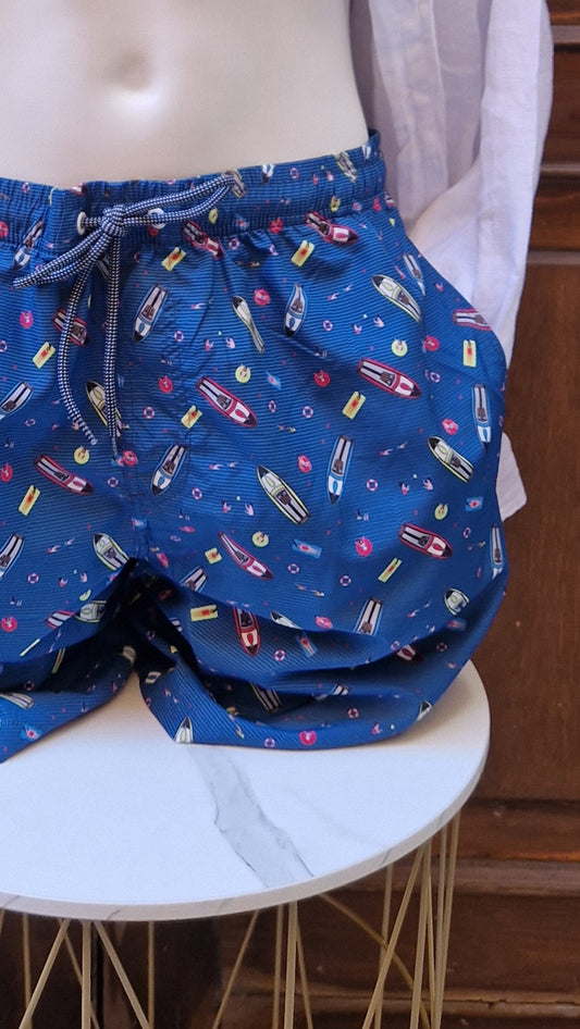 Boxer Mare Uomo N&S base bluette con motoscafi colorati
