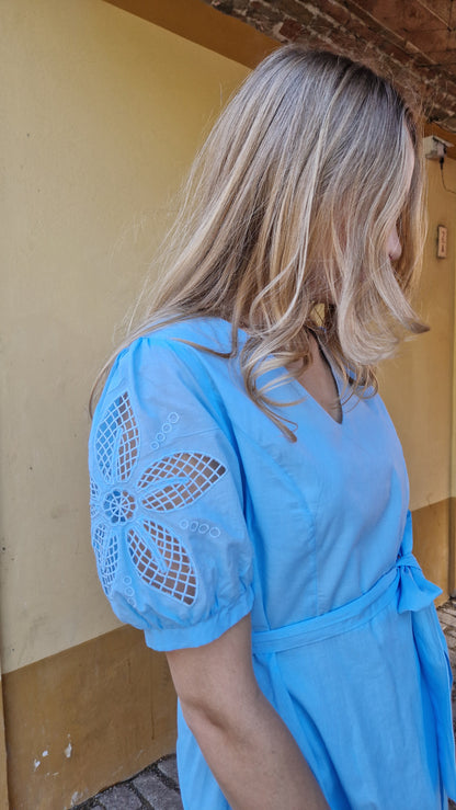 Abito  midi in cotone con gonna a ruota